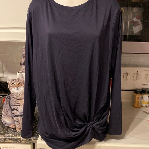 E womens Lands End casual solid blue long sleeve plus size top 3X.  EUC - Picture 1 of 3
